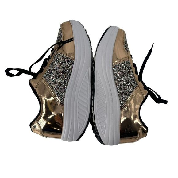 Glitter Metallic Rocking Sneakers Fashion Rose Gold Rainbow Glitter US Size 7 - Picture 2 of 10